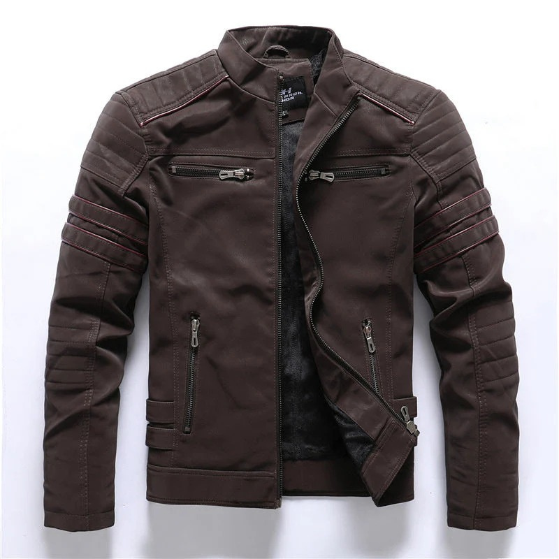 Klassische Luxus-Bikerjacke für Herren | Reißverschluss