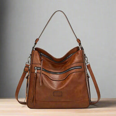 Klassische Retro-Ledertasche für Frauen - Vanessa in Braun