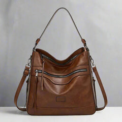 Klassische Retro-Ledertasche für Frauen - Vanessa in Kaffee