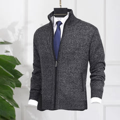 Klassische warme Winter-Strickjacke - Torsten in Dunkelgrau