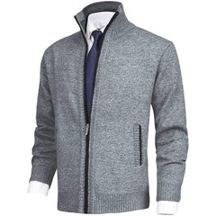 Klassische warme Winter-Strickjacke - Torsten in Hellgrau