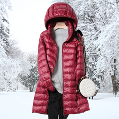 Klassische warme Winterjacke - Veronika in Bordeaux Rot