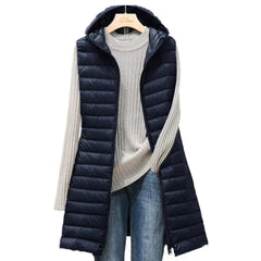 Klassische Winterweste mit Kapuze für Damen - Jolie in Dunkelblau
