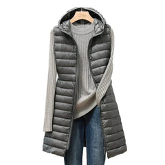 Klassische Winterweste mit Kapuze für Damen - Jolie in Grau