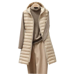 Klassische Winterweste mit Kapuze für Damen - Jolie in Khaki