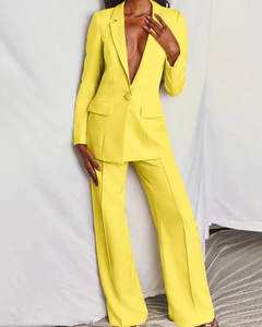 Klassischer Blazer und Hosenanzug für Damen | Moderne in Gelb