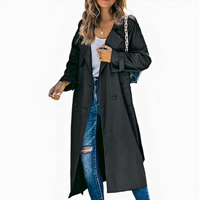 Klassischer langer Damen-Trenchcoat | Wasserdichte
