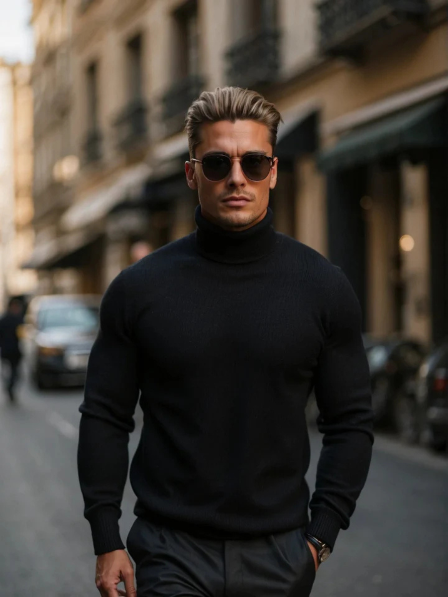 Klassischer warmer Herrenpullover | Rollkragen