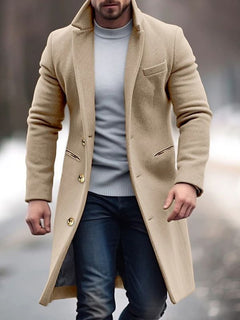 Eleganter Wintermantel aus Wolle - Edric in Hellbraun