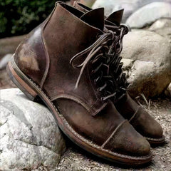 Komfortable Herren Retro Schuhe aus Leder - Luther in Khaki