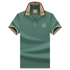 Konrad | Herren Poloshirt mit Karo-Kragen und Stickerei in Grün