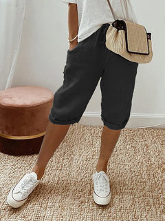 MAE - Leichte Shorts aus Baumwolle und Leinen in Schwarz