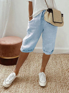 MAE - Leichte Shorts aus Baumwolle und Leinen in Blau