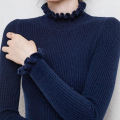 Darcy - Strick-Rollkragenpullover in Blau