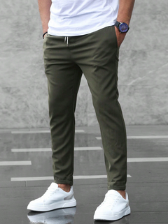 Kristof | Herren Slim Fit Chino mit Kordelzug in Armeegrün
