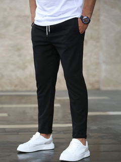 Kristof | Herren Slim Fit Chino mit Kordelzug in Schwarz