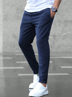 Kristof | Herren Slim Fit Chino mit Kordelzug in Marineblau