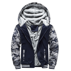 Kuschelige Fleecejacke mit Kapuze - Diether in Marineblau Armee