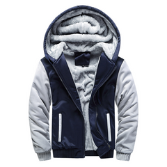 Kuschelige Fleecejacke mit Kapuze - Diether in Marineblau grau