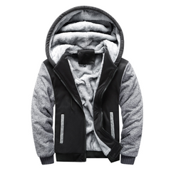 Kuschelige Fleecejacke mit Kapuze - Diether in Schwarz grau
