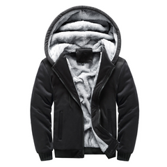Kuschelige Fleecejacke mit Kapuze - Diether in Schwarz