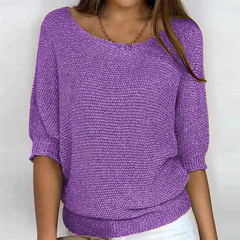 Catrin | Gestricktes Hemd mit Dreiviertelärmeln in Violett