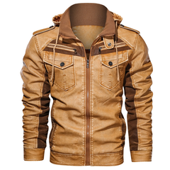 Lässige Lederjacke für Männer - Edmund in Khaki