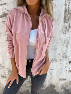Lässige Damen-Kapuzenjacke | übergangs in Rosa