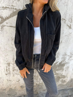 Lässige Damen-Kapuzenjacke | übergangs in Schwarz