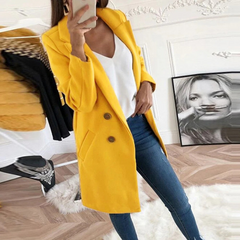 Lässiger Herbstmantel für Damen | Lang in Gelb