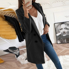 Lässiger Herbstmantel für Damen | Lang in Schwarz