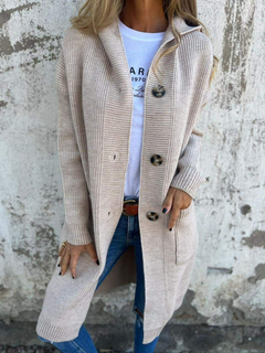 Lässiger langer Strickjacke für Damen | Strick in Beige