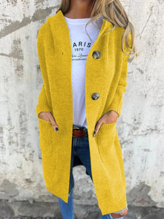 Lässiger langer Strickjacke für Damen | Strick in Gelb
