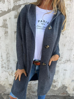 Lässiger langer Strickjacke für Damen | Strick in Grau