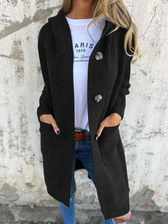 Lässiger langer Strickjacke für Damen | Strick in Schwarz