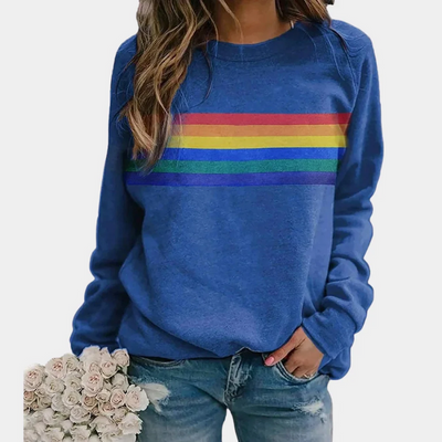 Lässiger Regenbogen-Pullover für Damen | Warmer