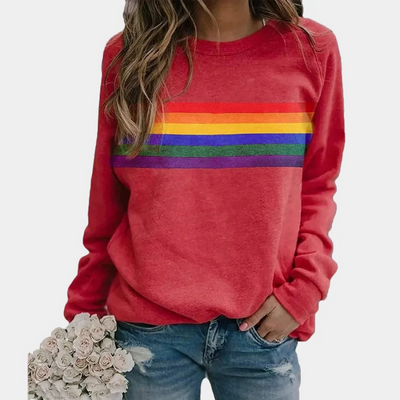 Lässiger Regenbogen-Pullover für Damen | Warmer
