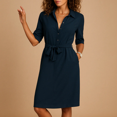 Lässiges Arbeitshemdkleid für Damen | Mini in Marineblau