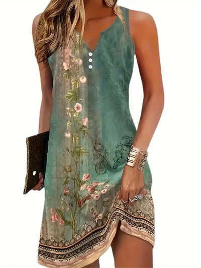 Lässiges ärmelloses Sommerkleid für Damen | Midi