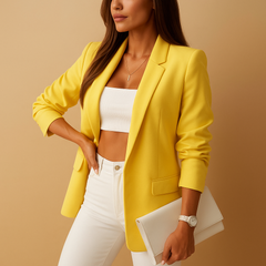 Marie | Eleganter Damen Longblazer modern stilvoll in Gelb