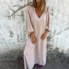 Zita® | Langes Boho-Kleid mit Taschen in Aprikose
