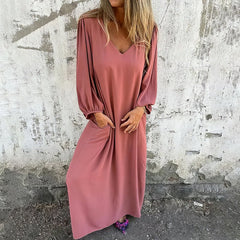 Zita® | Langes Boho-Kleid mit Taschen in Rosa