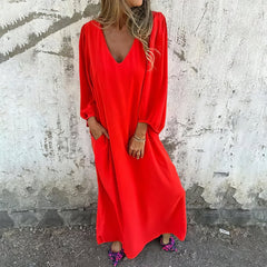 Zita® | Langes Boho-Kleid mit Taschen in Rot