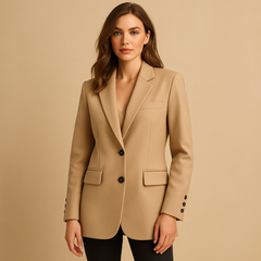 Julia | Damenblazer lang elegant & hochwertig verarbeitet in Braun