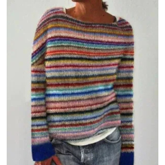 Lea | Gemütlicher Strickpullover mit Muster in Regenbogen