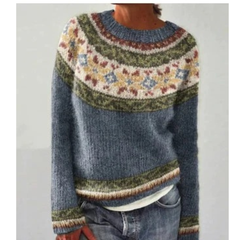 Lea | Gemütlicher Strickpullover mit Muster in Blau