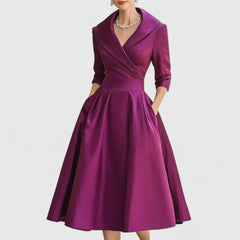 Lea | Damen Elegantes Wickel-Midi-Abendkleid in Lila