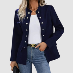 Lea | Damen Stilvoller Zweireihiger Blazer in Marineblau