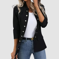 Lea | Damen Stilvoller Zweireihiger Blazer in Schwarz