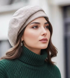 Lina | Elegante Damen Mütze im Pariser Stil in Khaki